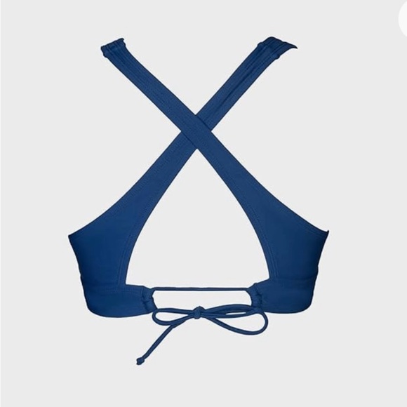 NWT Cupshe Women’s Swimsuit Top V Neck Triangle Wide Straps Cross Back Lace Up S - Picture 5 of 10